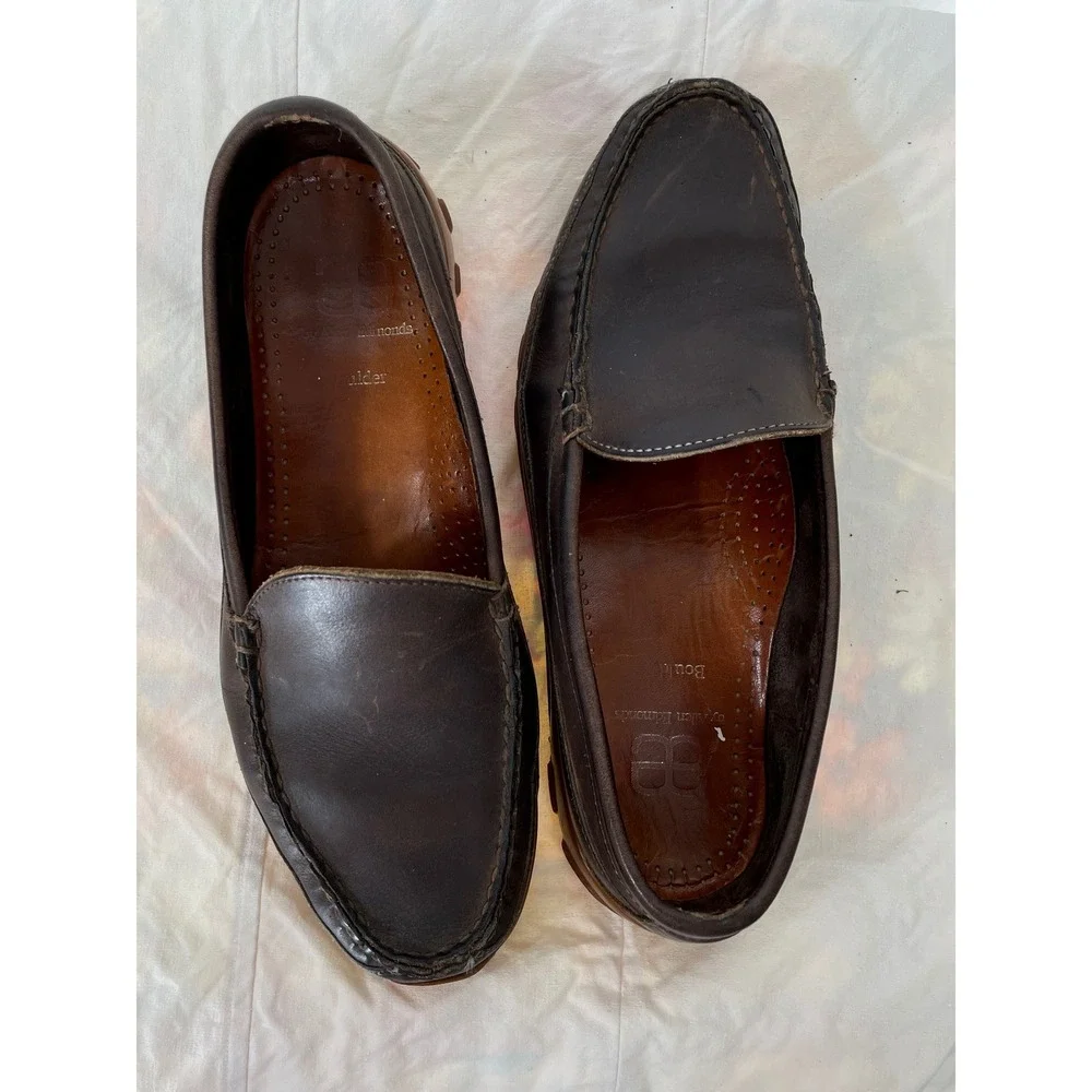Allen Edmonds Mens Shoes 9.5D Boulder Loafers Brown Leather Driving Mocs